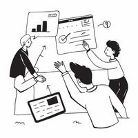 Clean Flat design as Business development team collaborating on growth strategies concept as A icon illustration of a business development team collaborating on growth strategies using Set 2 vector