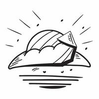 Clean Flat design as Beach umbrella icon with copy space on a blue background concept as A icon image of a beach umbrella icon with ample copy space on a blue background perfect for va Set 3 vector