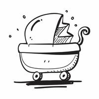 Clean Flat design as Baby carriage icon with copy space on a white background concept as A icon image of a baby carriage icon with generous copy space on a white background ideal for b vector