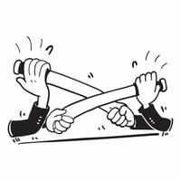 Clean Figures in a tug of war symbolizing competition and team challenge with ample space for text concept as Figures engaged in a tug of war representing the competitive aspect of team vector