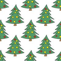 Clean Festive Christmas tree seamless tile pattern with ornaments stars and snowy accents concept as Ornaments and stars adorn festive Christmas trees with snowy accents in a seamless ti vector