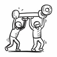 Clean Figures lifting a heavy weight together symbolizing strength and teamwork with ample space for text concept as Figures lifting a heavy weight together representing the strength an vector