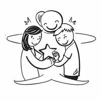 Clean Family Hugging and Star concept as A family hugging with a star symbol and ample copy space representing love and guidance in a hug in Photo Stock Concept vector