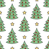 Clean Festive Christmas tree seamless tile pattern with ornaments stars and snowy accents concept as Ornaments and stars adorn festive Christmas trees with snowy accents in a seamless ti Set 2 vector