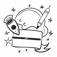 Clean Eyeshadow palette and makeup brush icon with blank area for text and graphics concept as A creative depiction of an eyeshadow palette and makeup brush icon featuring a blank area f vector