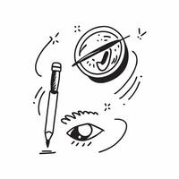 Clean Eyeliner and mascara icon with copy space for cosmetic tools concept as A cosmetic tools oriented eyeliner and mascara icon with ample copy space ideal for visualizing eye makeup b vector