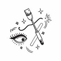 Clean Eyelash curler and mascara wand icon with copy space for infographics concept as An infographic ready eyelash curler and mascara wand icon with ample copy space designed to convey vector