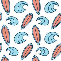Clean Exciting summer seamless pattern with surfboards and beach waves for an active coastal environment concept as Surfboards and beach waves arranged seamlessly to create an active ene vector