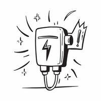 Clean EV charger and a lightning bolt icon symbolizing fast charging with ample space for text concept as An EV charger and a lightning bolt icon representing the concept of fast chargi vector
