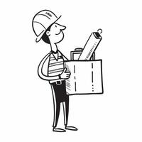 Clean Engineer with a blueprint and a scale model symbolizing dreams of engineering success with room for text concept as An engineer holding a blueprint and a scale model representing vector