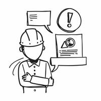 Clean Employee with a safety helmet and a warning sign representing safety dos and donts with ample space for text concept as An employee holding a safety helmet and a warning sign symb vector