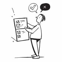 Clean Employee with a suggestion box and a crossed out suggestion representing feedback dos and donts with ample space for text concept as An employee holding a suggestion box and a cro vector