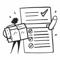 Clean Employee with a checklist and a red tape symbolizing office dos and donts with room for text concept as An employee holding a checklist and a red tape representing office guidelin vector