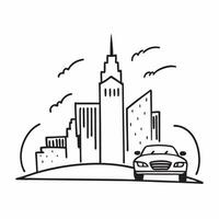 Clean Empire State Building and NYC Taxi concept as Empire State Building with a NYC taxi and ample copy space symbolizing the iconic symbols of New York City in Photo Stock Concept vector