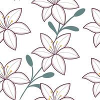 Clean Elegant spring flower seamless pattern with orchids and lilies for luxurious home decor concept as Luxurious orchids and lilies in seamless patterns for elegant and refined spring vector