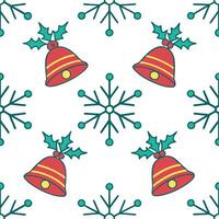 Clean Elegant snowflake and Christmas bell seamless tile pattern with festive winter elements concept as Festive Christmas bells paired with elegant snowflakes create a seamless tile pat vector