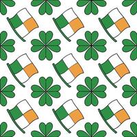 Clean Elegant shamrocks and Irish flags seamless tile pattern with rich green and orange hues concept as Rich green and orange hues highlight elegant shamrocks intertwined with Irish fla vector
