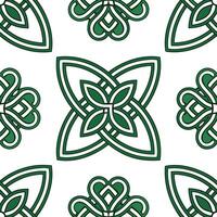 Clean Elegant Irish symbols and clovers seamless tile pattern with rich green hues concept as Rich green hues highlight elegant Irish symbols intertwined with clovers in seamless tile pa vector
