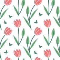 Clean Elegant Easter tulips and hummingbirds seamless tile pattern with graceful spring motifs concept as Graceful spring motifs with elegant Easter tulips and hummingbirds create seamle vector