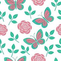 Clean Elegant Easter roses and butterflies seamless tile pattern with vibrant spring hues concept as Vibrant spring hues adorn elegant Easter roses and butterflies in seamless tile patte Set 2 vector