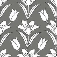 Clean Elegant Easter lilies and tulips seamless tile pattern with sophisticated spring design concept as Sophisticated spring design with elegant Easter lilies and tulips creates seamles vector
