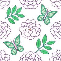 Clean Elegant Easter peonies and butterflies seamless tile pattern with rich spring colors concept as Rich spring colors adorn elegant Easter peonies and butterflies in seamless tile pat vector