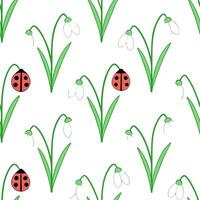 Clean Elegant Easter hyacinths and ladybugs seamless tile pattern with graceful spring motifs concept as Graceful spring motifs with elegant Easter hyacinths and ladybugs create seamless vector