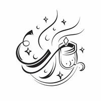 Clean Eid Mubarak Calligraphy and Stars concept as Eid Mubarak calligraphy with stars and ample copy space symbolizing the festive greetings and celestial theme of Eid Al Adha in Photo vector