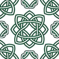 Clean Elegant Celtic knots and shamrocks seamless tile pattern with rich green tones concept as Rich green tones highlight elegant Celtic knots intertwined with shamrocks in seamless til vector