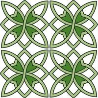 Clean Elegant Celtic knots and four leaf clovers seamless tile pattern with rich green hues concept as Rich green hues highlight elegant Celtic knots intertwined with four leaf clovers i vector