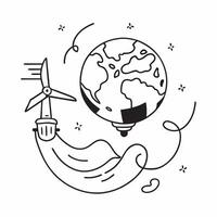 Clean Earth Wind Turbines and Ozone concept as Earth with wind turbines and ozone layer ample copy space symbolizing the role of renewable energy in ozone protection in Photo Stock Conc vector
