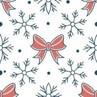 Clean Elegant Christmas ribbons and snowflakes seamless tile pattern with festive accents concept as Festive accents with elegant Christmas ribbons and snowflakes create seamless tile pa vector