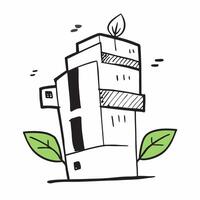 Clean Eco friendly office building and a green leaf symbolizing green business practices with ample space for text concept as An eco friendly office building with a green leaf represent vector