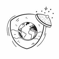 Clean Earth and UV Rays concept as Earth being protected from UV rays by the ozone layer with ample copy space representing the ozone layers role in shielding life from harmful radiation vector