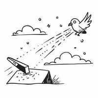 Clean Eagle in the sky and a mouse on the ground symbolizing high and low perspectives with ample space for text concept as An eagle soaring in the sky and a mouse on the ground represe vector