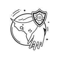 Clean Earth and Ozone Protection Icon concept as Earth with an ozone protection icon and ample copy space representing awareness and actions for ozone preservation in Photo Stock Concep vector