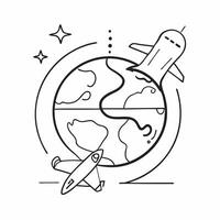 Clean Earth Airplane and Ozone concept as Earth with an airplane and ozone layer ample copy space symbolizing the relationship between aviation and ozone protection in Photo Stock Conce vector