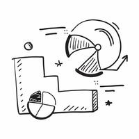 Clean Doodle line icon of a pie chart concept as A doodle line icon of a pie chart representing data analysis statistics and business insights ideal for presentations and reports in Pho Set 2 vector
