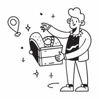 Clean Dreamer with a treasure chest and a map representing dreams of adventure and discovery with ample space for text concept as A dreamer holding a treasure chest and a map symbolizin vector