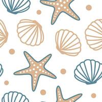 Clean Driftwood and seashells seamless tile pattern with soft beach colors for a coastal inspired decor concept as Driftwood and seashells with soft beach colors create a coastal inspire vector