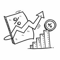 Clean Doodle line icon of a graph concept as A doodle line icon of a graph representing growth progress and business performance ideal for business growth and success themed visuals in vector