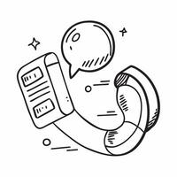 Clean Doodle line icon of a phone concept as A doodle line icon of a phone symbolizing communication contact and business connections ideal for customer service and interaction themed vi vector