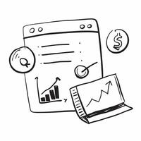 Clean Doodle line icon of a bar graph concept as A doodle line icon of a bar graph representing data analysis and business performance ideal for analytical and report themed visuals in vector