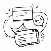 Clean Doodle line icon of a chat bubble concept as A doodle line icon of a chat bubble representing communication messaging and business dialogue perfect for customer service and interac vector