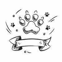 Clean Dog Paw Prints and Bone concept as Dog paw prints with a bone and ample copy space symbolizing playful pets and their love for treats in Photo Stock Concept vector