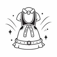 Clean Dirndl Dress and Sausages concept as A traditional dirndl dress with sausages and ample copy space symbolizing the festive attire and food of Oktoberfest in Photo Stock Concept vector