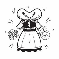 Clean Dirndl Dress and Pretzel concept as A traditional dirndl dress with a pretzel and ample copy space symbolizing the festive attire and snacks of Oktoberfest in Photo Stock Concept vector