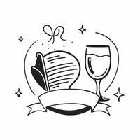 Clean Dinner plate and wine glass icon with copy space for business newsletters concept as A modern dinner plate and wine glass icon design with ample copy space perfect for business new vector
