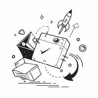 Clean Digital transformation symbol with copy space for project planning concept as An artistic rendering of a digital transformation symbol with spacious copy space suitable for project Set 8 vector