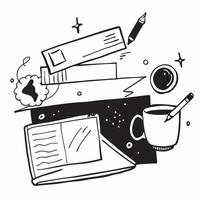 Clean Desk setup illustration with space for text and graphics concept as An illustrative desk setup design featuring ample space for both text and graphics perfect for illustrating morn vector